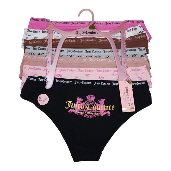 Juicy Couture Womens 7 Pk Bikini Cheeky Panties Intimates Assorted Colors Size L - Picture 14 of 14